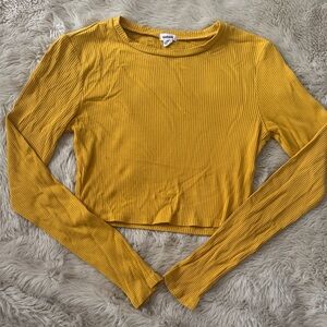 Garage Mustard Long Sleeve Ribbed Top